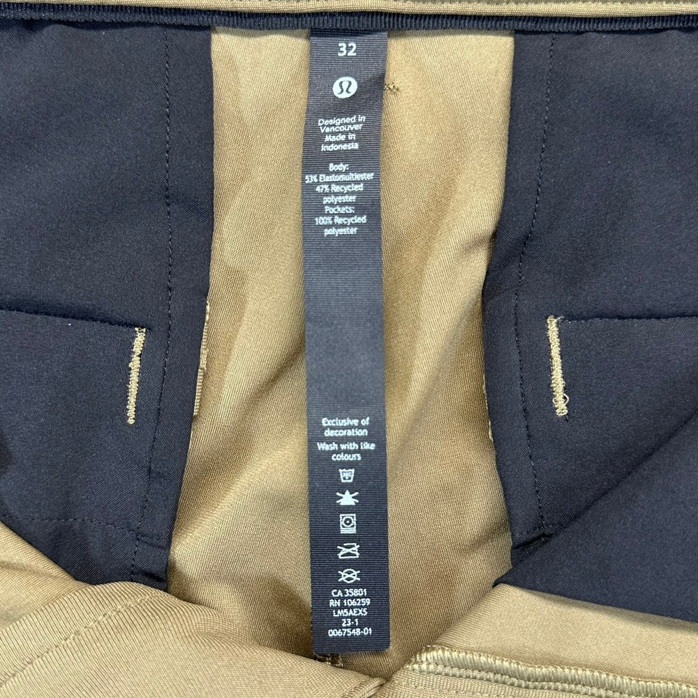 Lululemon Men's Performance Pants Khaki Size 32 Technical Fabric Casual Workwear - Picture 2 of 9